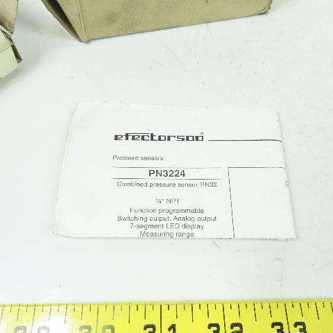 IFM PN3224 Pressure Sensor 20-30VDC 1/4" Port 0-150PSI Range