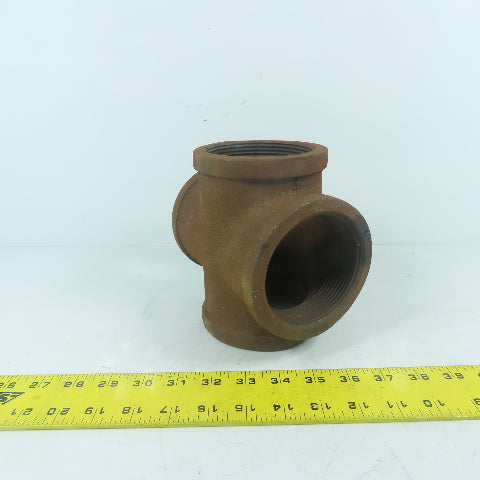 3" Black Pipe NPT Malleable Iron Cross 4-Way Tee Pipe Fitting