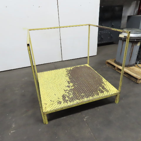 48 x 48 x9" H Diamond Plate Elevated Steel Work Machine Approach 36.5" Railing
