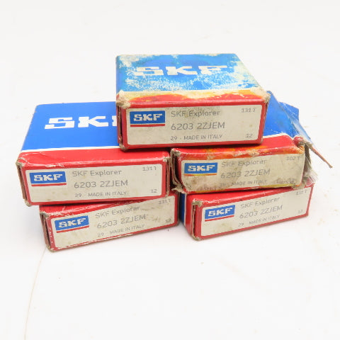 SKF 6203 2ZJEM 17x40x12mm ingle Row Deep Groove Ball Bearing Lot Of 5