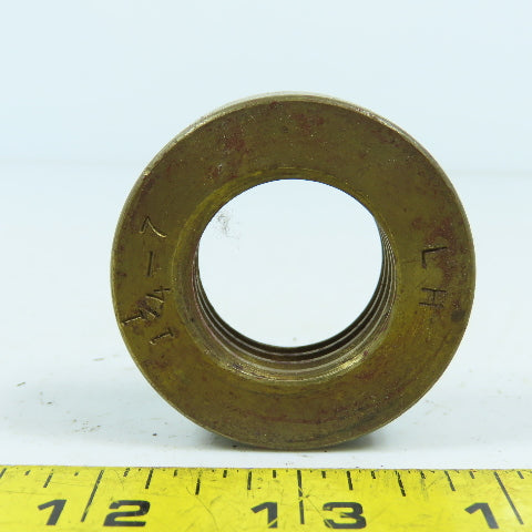 7L Left Hand 1-1/4"-7 TPI Round Collar Shaft Nut Bronze W/ Spanner Holes