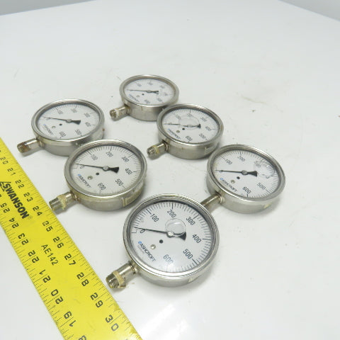 Ashcroft Duralife 0-600PSI Pressure Guage 1/4" NPT Lot Of 6