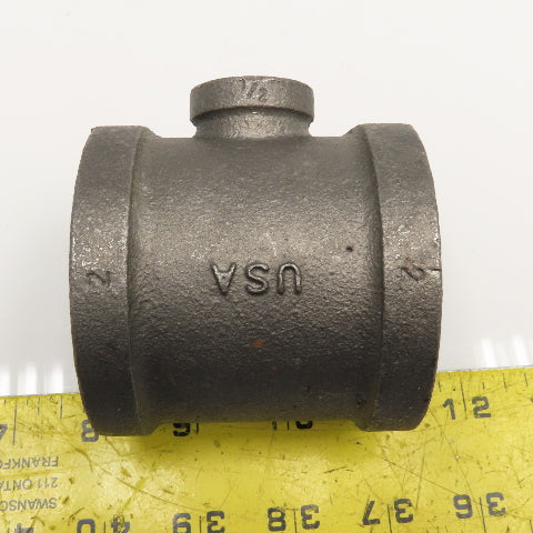 Ward 2" x 1/2" x 2" Black Malleable Iron Pipe Fitting Reducer TEE