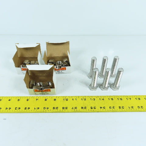 5/8-11 x 2-5/8" Stainless Steel Full Thread Hex Head Bolts (6) W/ 16 Nuts Lot/22
