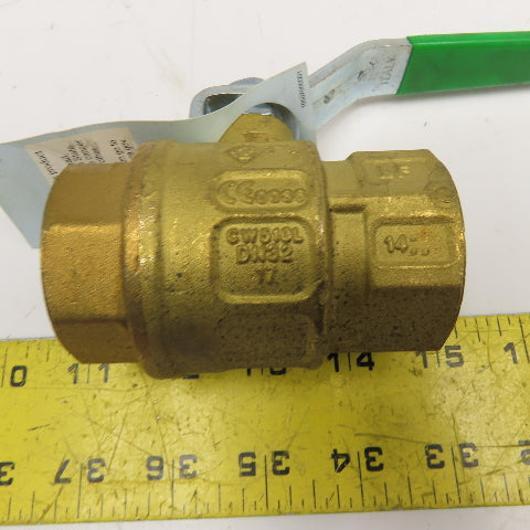 RB 171NLF 1-1/4" Brass Ball Valve WOG 150PSI