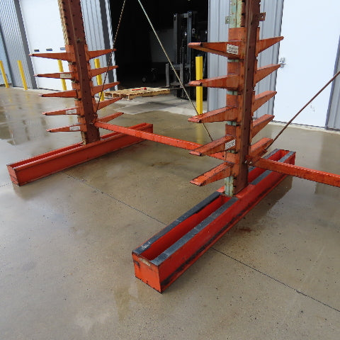 14' Tall Double Sided 3-Post Cantilever Rack 196" W x 18" Deep 8-Tier