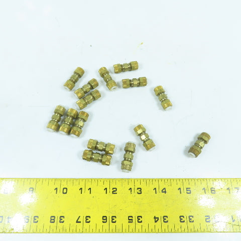 Parker 1/4" Tube Compression Brass Union Coupling Splice Lot Of 15