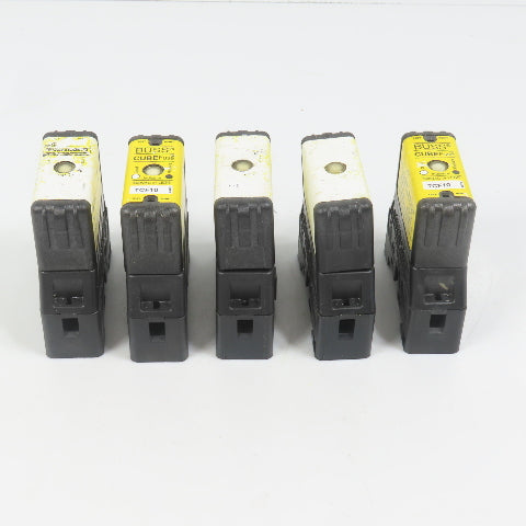 Buss TCF10 Time Delay Dual Element Cube Fuse 10A W/ TCFH30 Bases Lot Of 5
