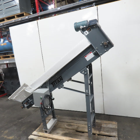 Titan 7' Long Incline Chip Conveyor 18" Belt 3Ph 230/460V 75" Discharge 35FPM