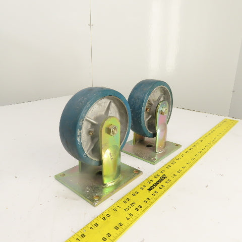 RM 620-1-R 6" x 2" Non-Swivel Hard Rubber Caster Wheel W/ Plate Lot Of 2