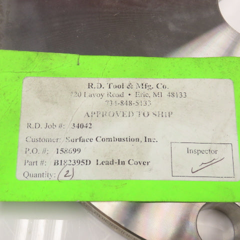 Enlin B182395D 1-3/4" Bore x 11" OD 8 Bolt Stainless Steel Lead In Cover
