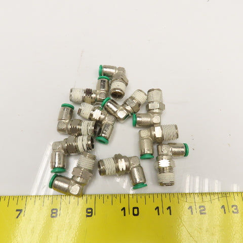 Numatics 1/4" Push To Connect 1/4" NPT Swivel Fitting Elbow 90° Nickel Lot Of 11
