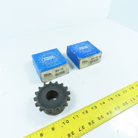 Martin 5016 Single Row Chain Coupling Sprocket 1-1/8" Bore Lot Of 2 New
