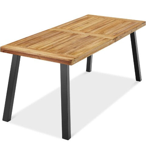 BCP 3pc 6-Person In/Outdoor Acacia Wood Dining Table Natural W/ 2 Benches