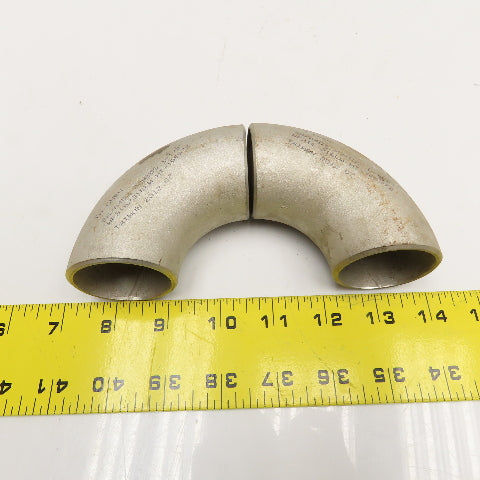 Ta Chen 1-1/2" Stainless Steel Butt Weld 90° Elbow Sch 10S Lot Of 2