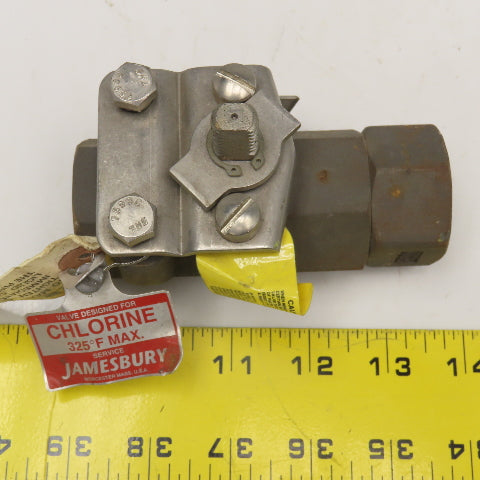 Jamesbury 1" NPT Shut Off Valve Chlorine Service 325°F