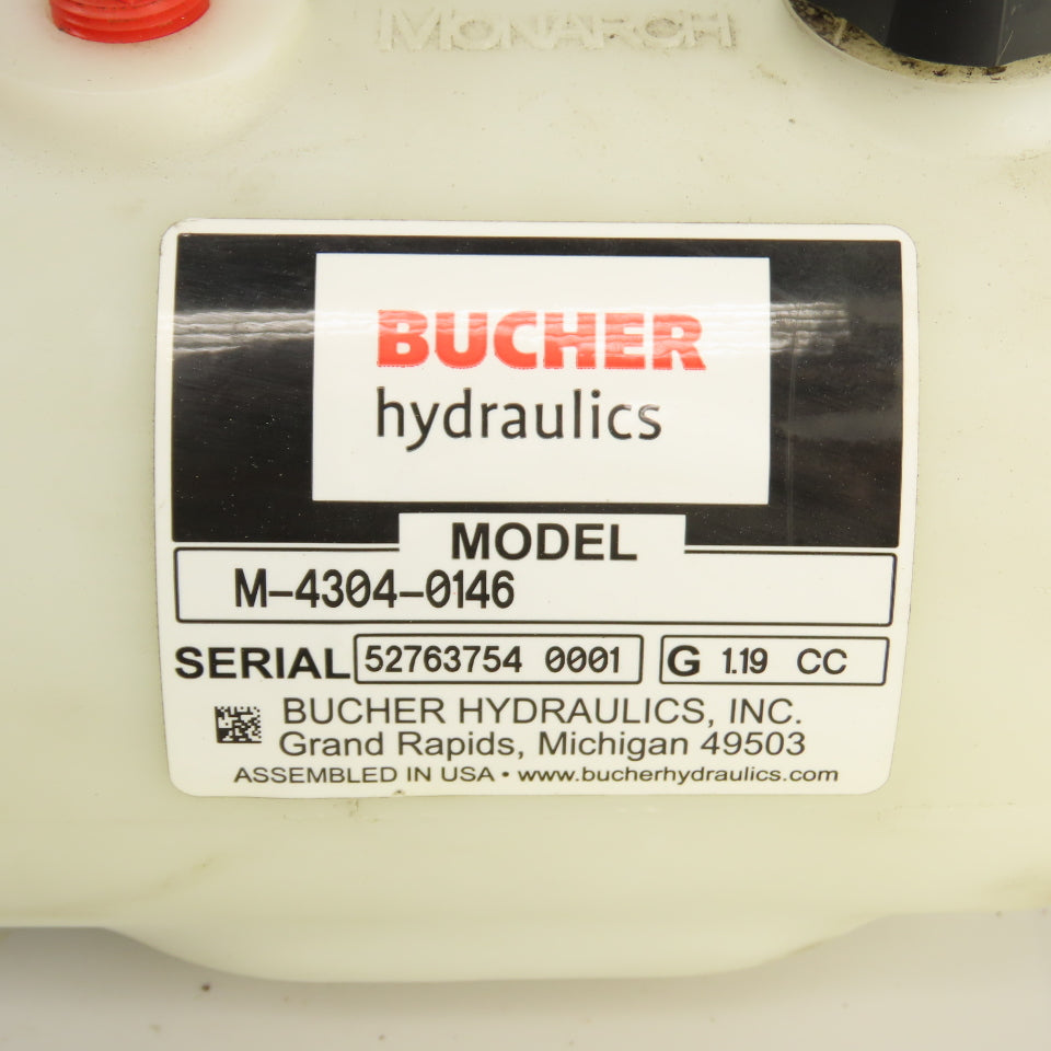 Bucher M-4304-0146 1HP Hydraulic Pump Power Unit 1/2 Gallon 110/230V 1PH