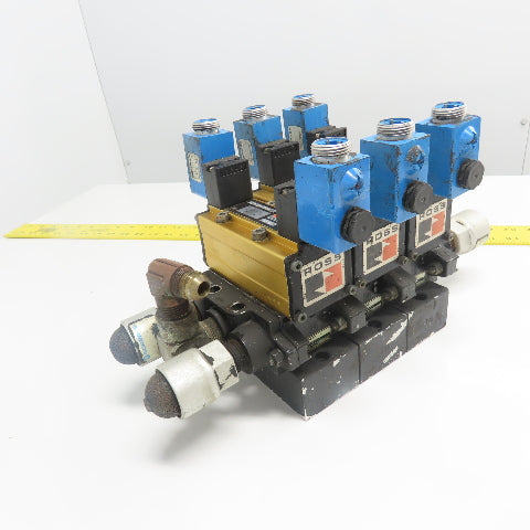 Ross (2)W6077B3431 (1)W6076B3437 Pneumatic Solenoid Valve Station 1-10Bar 24VDC