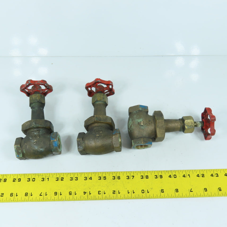 Walworth 200 3/4" NPT Inline Brass Valve Lot Of 3