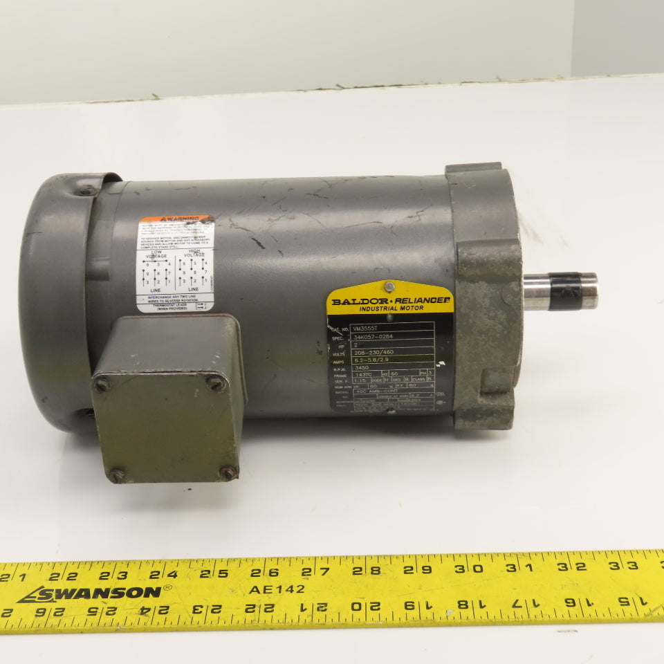Baldor VM3555T 2HP AC Electric Motor 208-230/460V 3PH 3450RPM 143TC Fr. Tested
