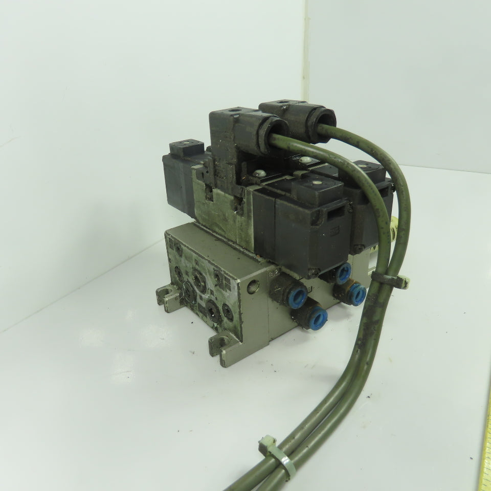 SMC VS7-6-FJG-D-3N Pneumatic Solenoid Valve Assembly W/ Manifold Block