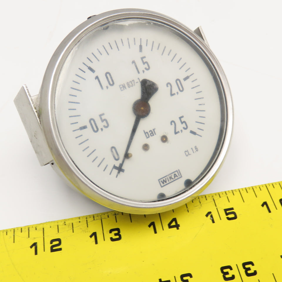 Wika EN-837-1 0-2.5 Bar Oil Filled Pressure Gauge Stainless Steel 3"