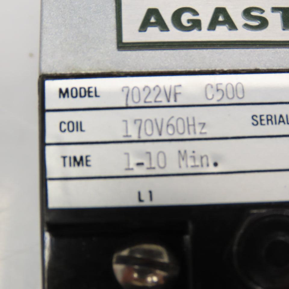 Agastat 7022VF 1-10 Min Time Delay Relay 170V 60Hz