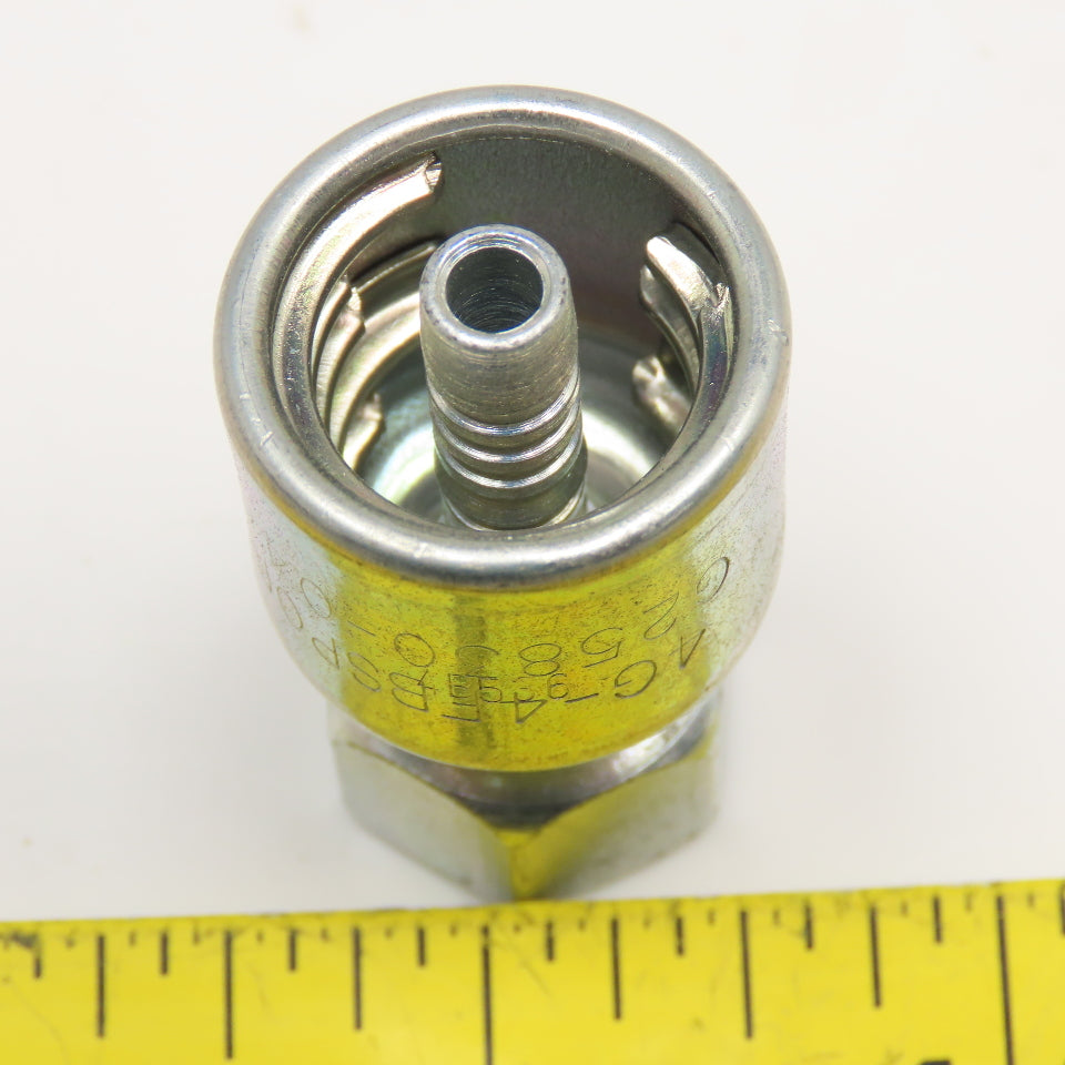 Gates 4G4FBSPORX 1/4" ID Hose x 1/4"-19 FBSP Swivel Crimp Hydraulic Hose Fitting