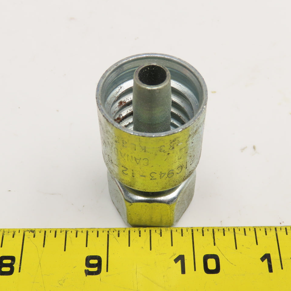 Parker 1C943-12-6 3/8"ID Hose x M20x1.5 F Metric Crimp Hydraulic Fitting
