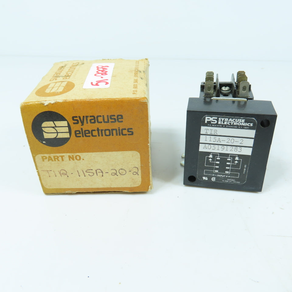 P.S. Syracuse Electronics A05191283 TIR 115A-20-2 Time Delay Relay 10A 115VAC