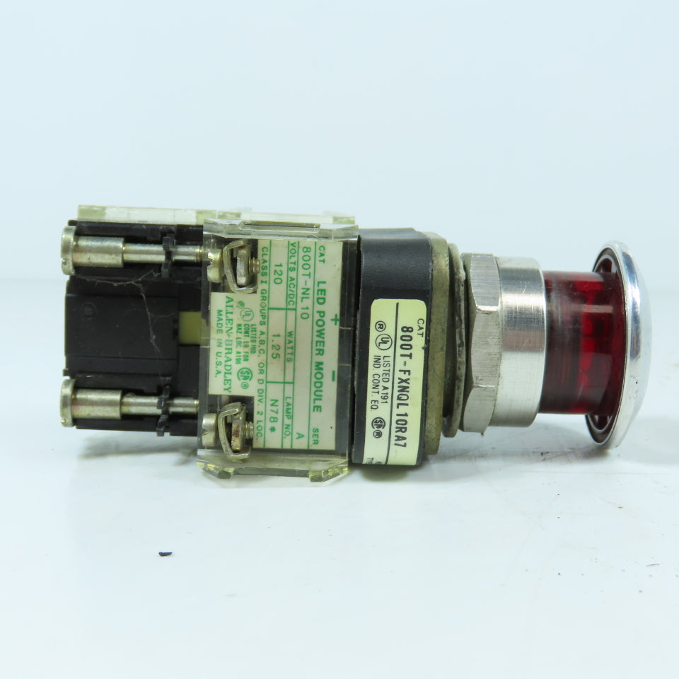 Allen-Bradley 800T-FXNQL10RA7 Illuminated Red Emergency Stop Pushbutton