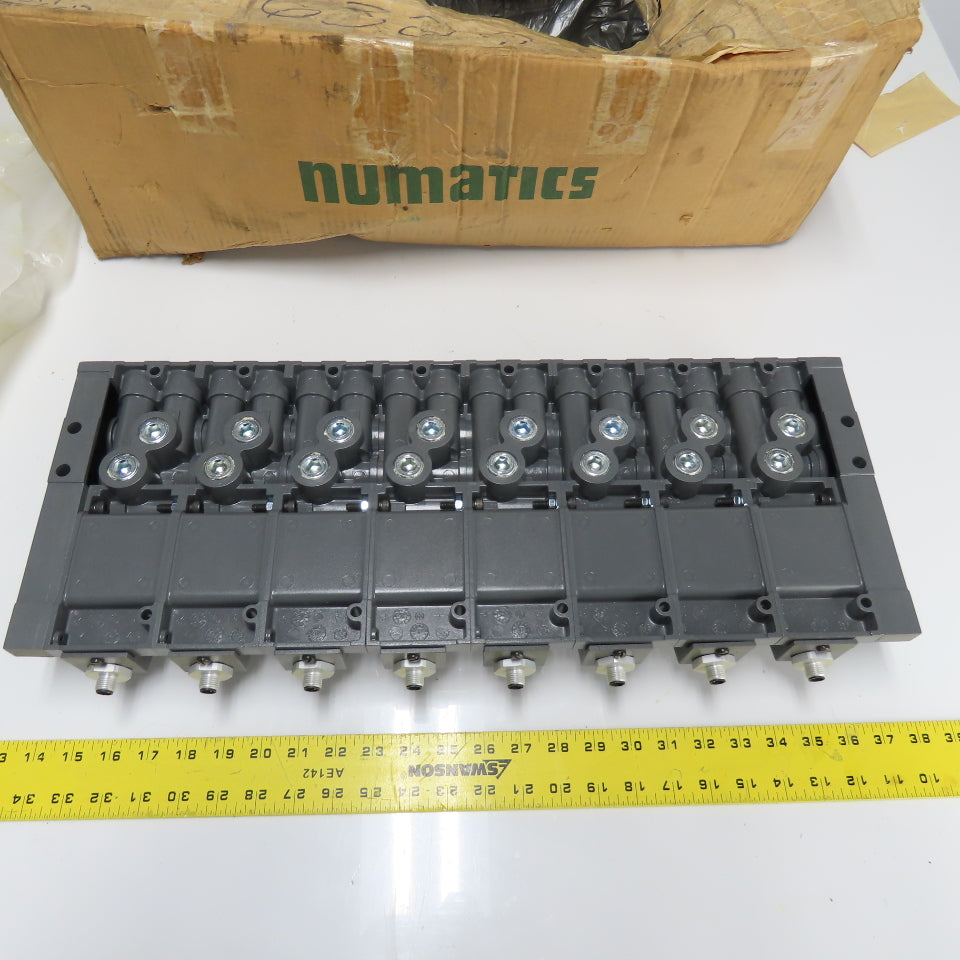Numatics 01389-08 8-Station Pneumatic Valve Block Manifold Assembly