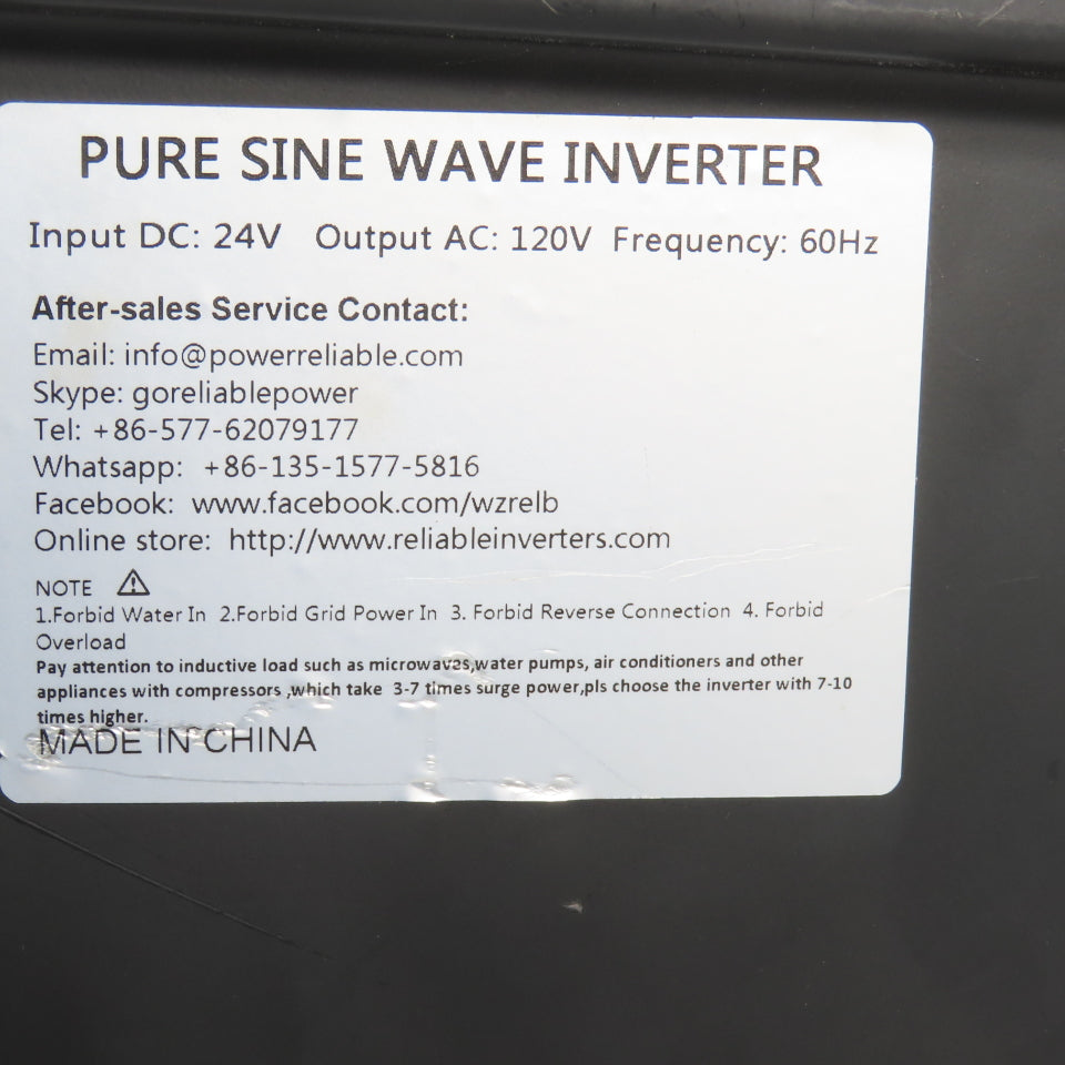 Reliable WZRELB 2000W Pure Sine Wave Inverter 24VDC To 120VAC 60HZ