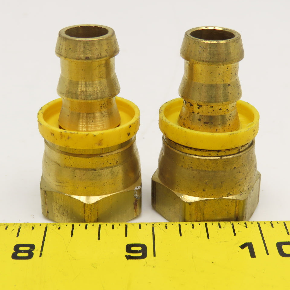 1/2" Hose ID Brass Hose Barb x 5/8" JIC 37° Female Swivel (7/8-14) Lot Of 2