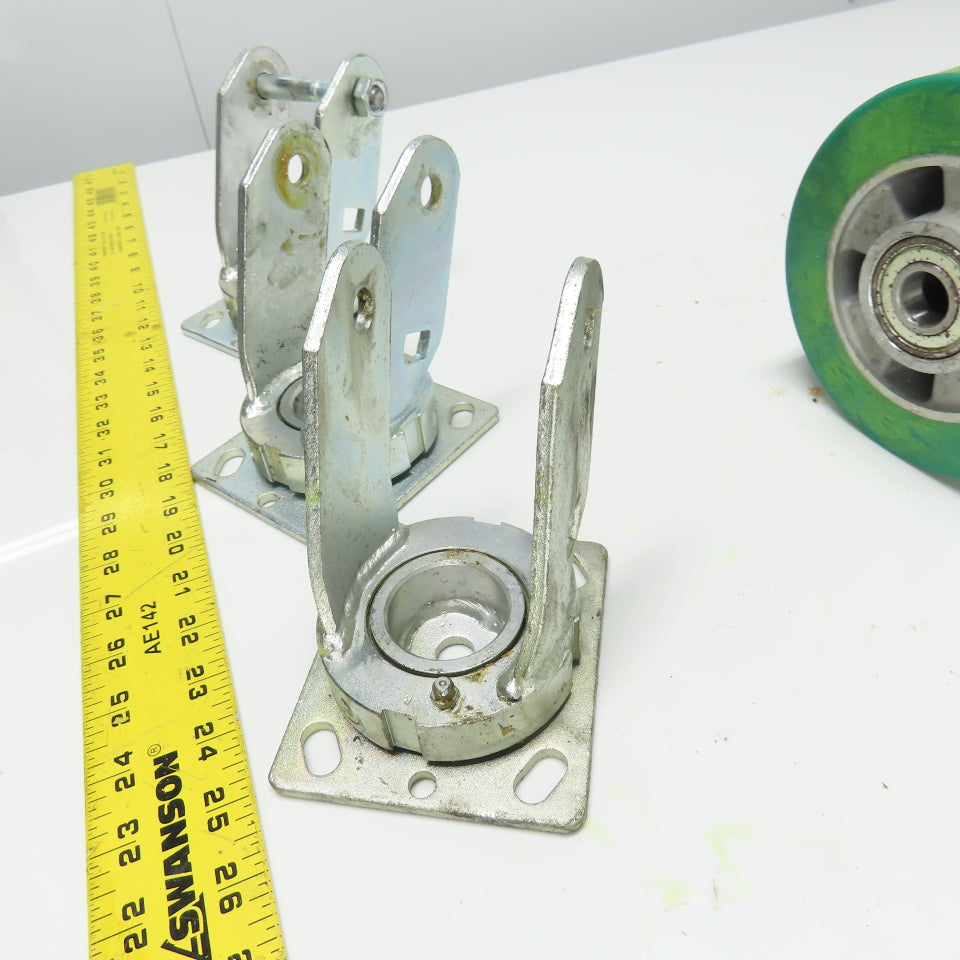 6" OD x 2" Swivel Top Rubber Over Cast Iron Caster Lot Of 3