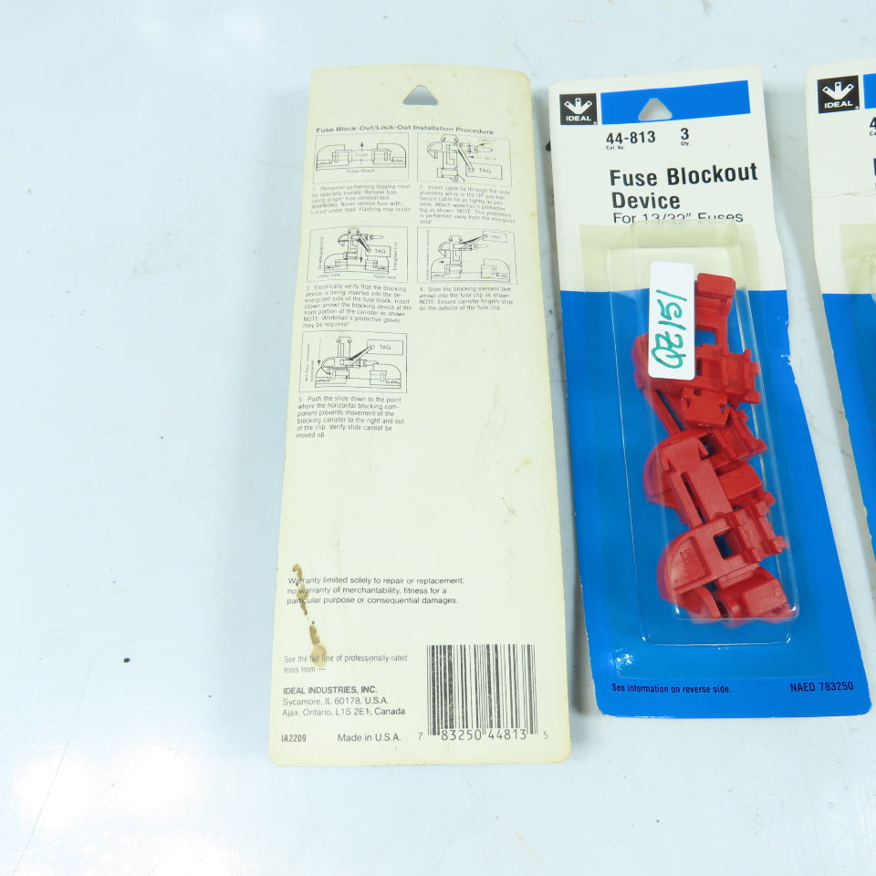Ideal 44-813 Fuse Blockout Device for 13/32" Fuses Lot of 4 Packs