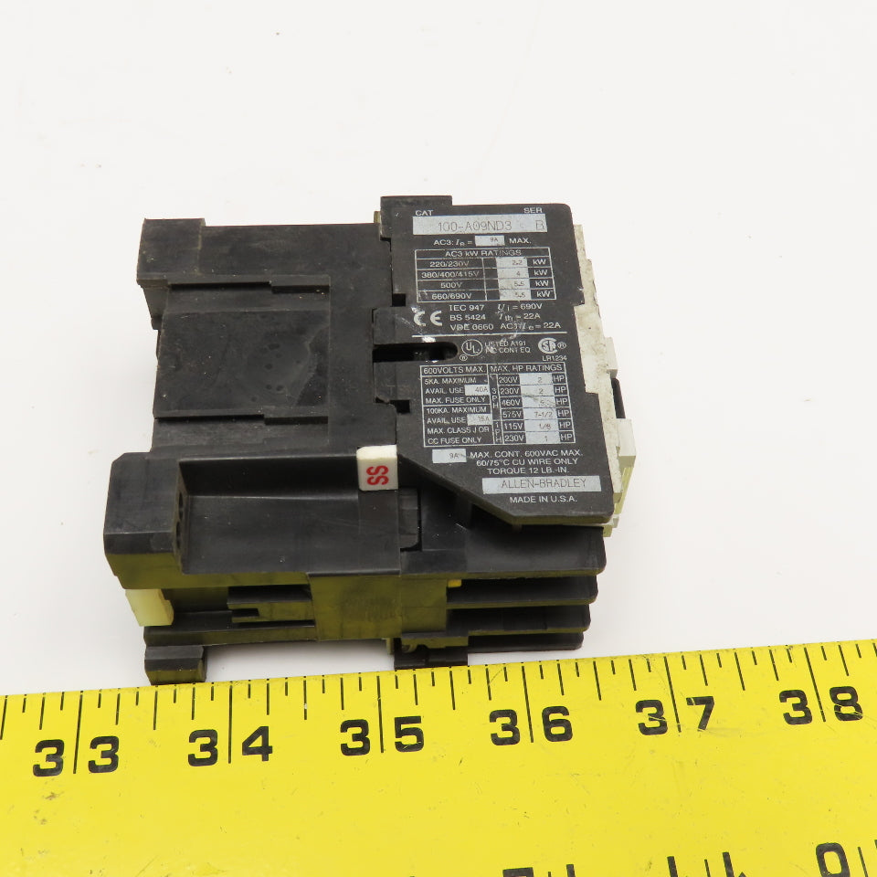 Allen Bradley 100-A09ND3 Contactor Relay 600V 7.5Hp Max 110/120V Coil