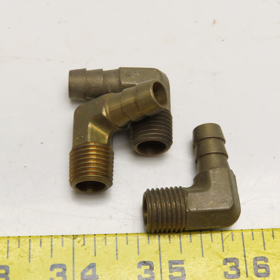 1/4" NPT x 3/8" ID Hose Barb Brass Elbow 90° Lot Of 3