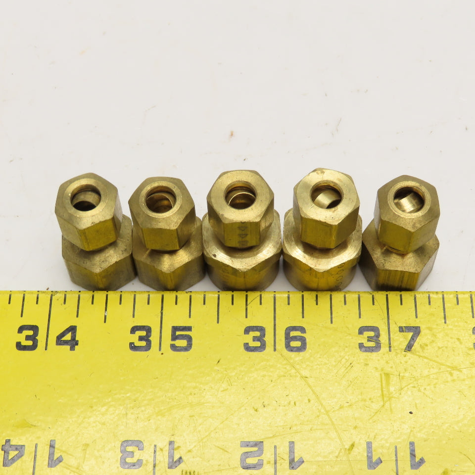 1/4" Compression x 1/4" NPT Female Brass Union Lot Of 5