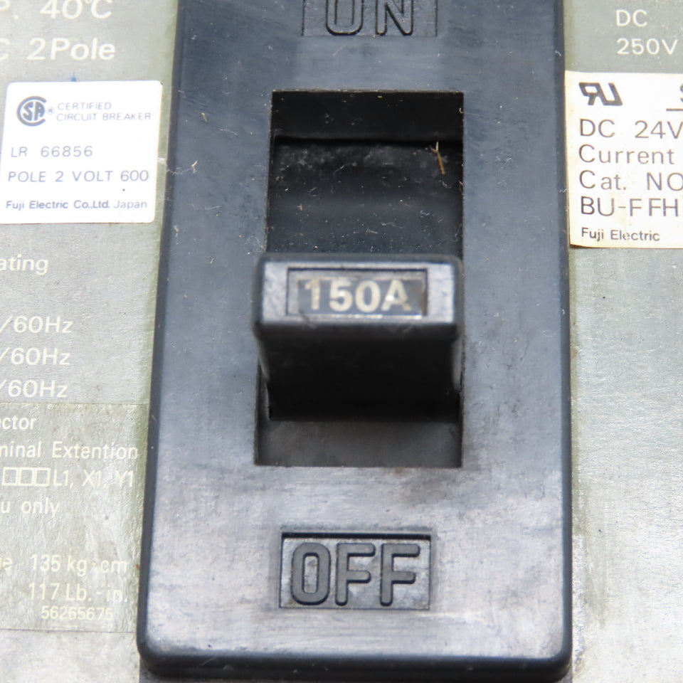 Fuji BU-FSB 150A 600VAC 2 Pole Circuit Breaker W/ Shunt Trip