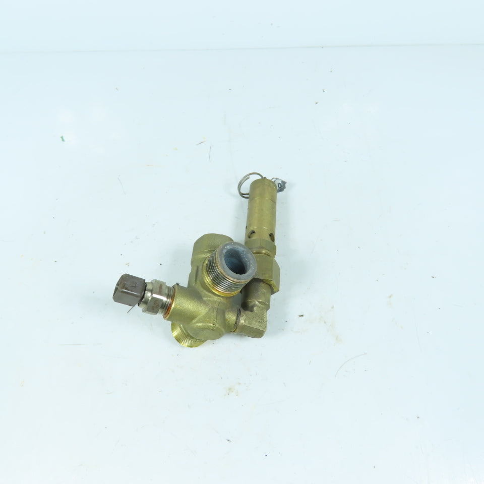 Atlas Copco 2236 0438 80 0830 1009 17 Brass Check Valve Assembly W/ Safety Valve