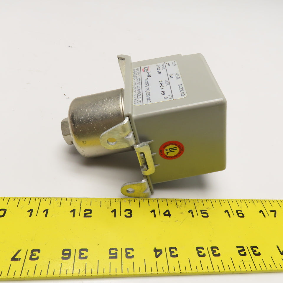 United Electric J54 Model 144 Pressure Switch 0-20PSI 125/250VAC 0.1-0.3PSI Diff