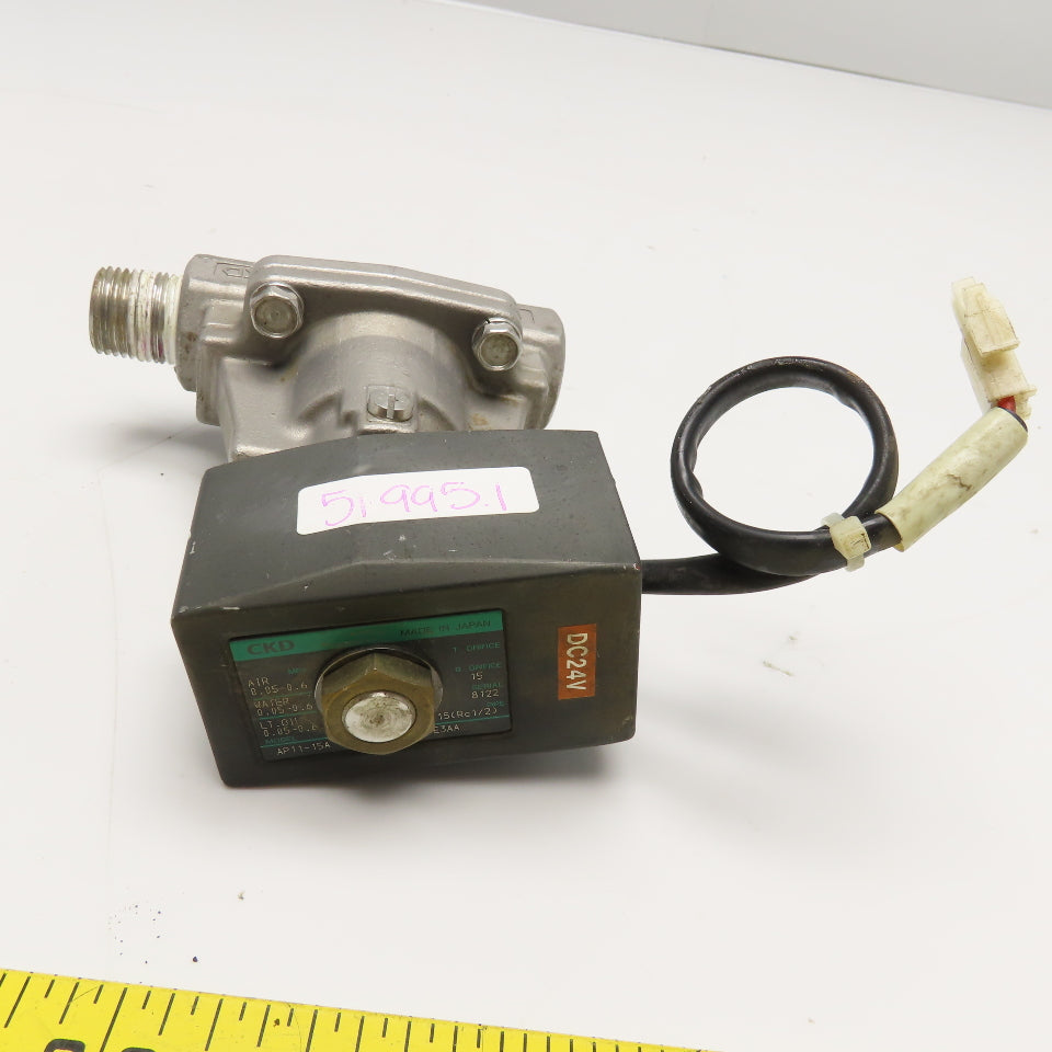 CKD AP11-15A Rc1/2" Solenoid Valve 0.05-0.6MPa WOG 24VDC Coil