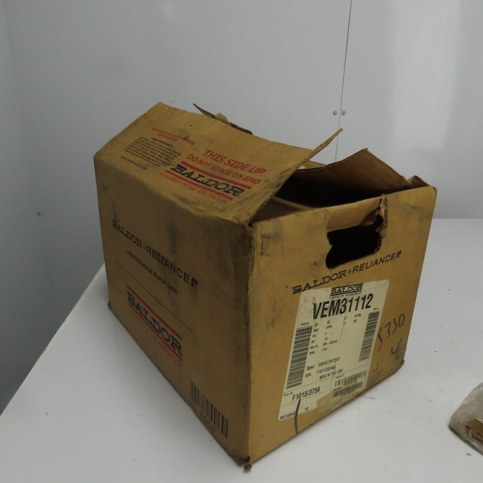 Baldor VEM31112 .75HP AC Electric Motor 3Ph 230/460V 1730RPM 56C Frame NEW