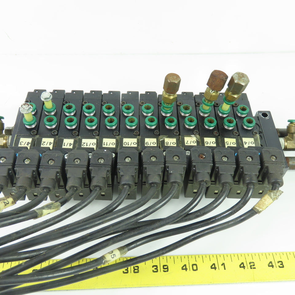 Parker Schrader Bellows (12) B313BB549C Solenoid Valve Bank 150PSI 24V