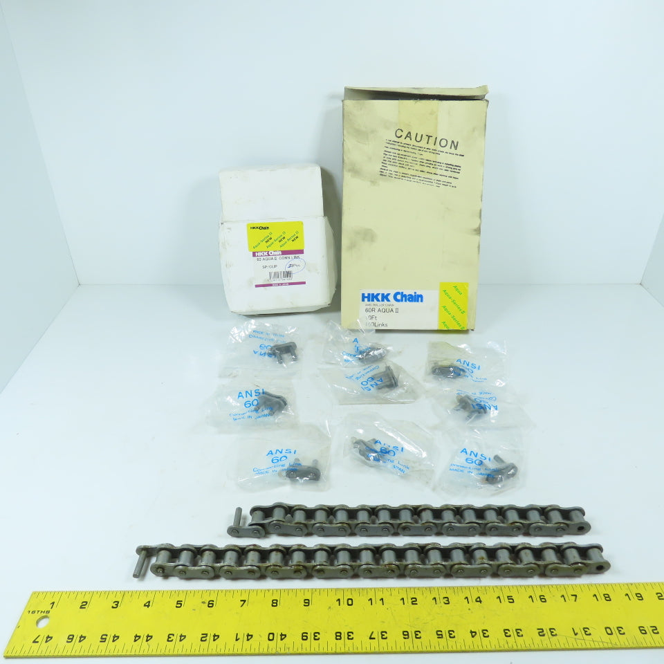HKK Chain 60R AQUA II Roller Chain Remnants 12", 15" & 9 Links