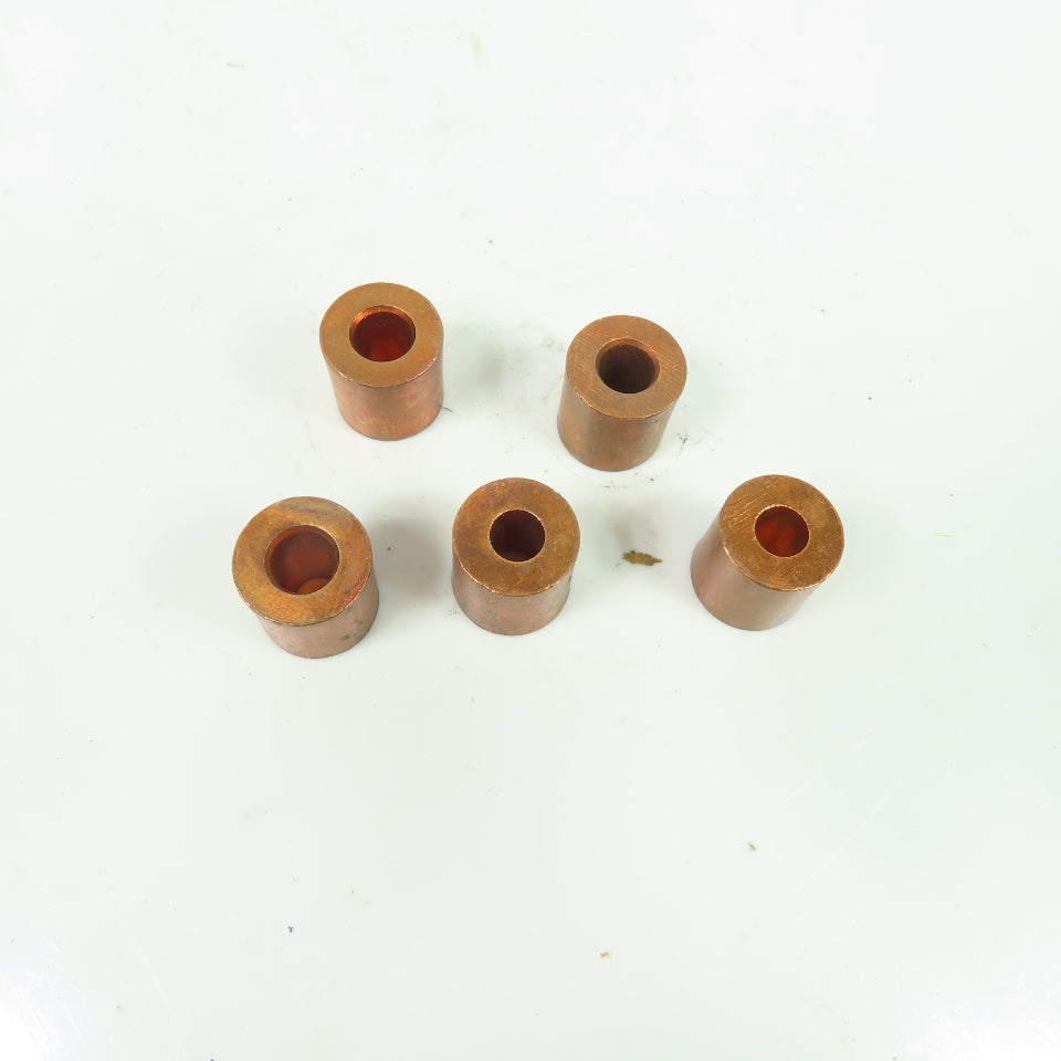 0.66" OD x 0.675" Tall Copper Spacer Tube 0.32-0.28" ID Tapered Bore Lot Of 5