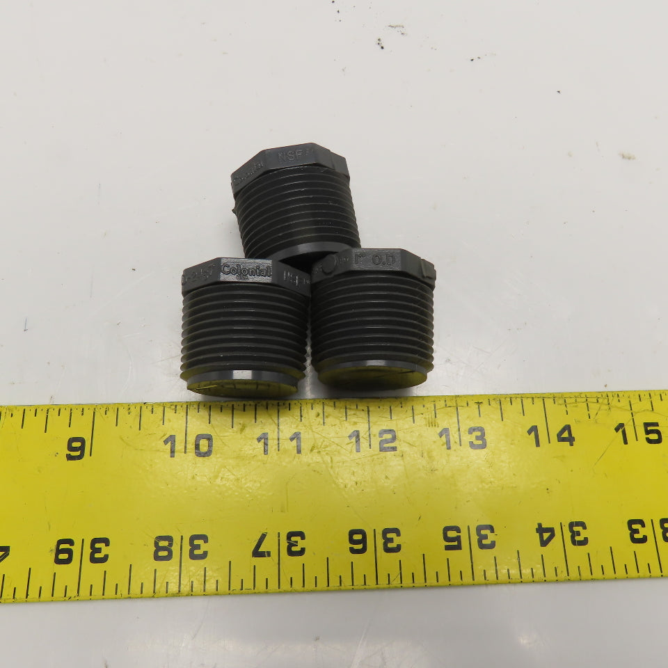 Colonial 1" NPT Sch 80 PVC Hex Plug Lot Of 3