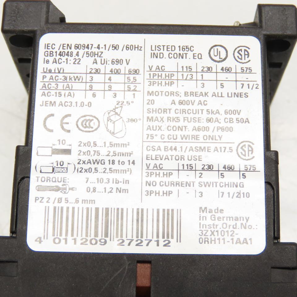 Siemens 3RT1016-1BB42 Sirius Contactor Relay 24VDC Coil Lot Of 3