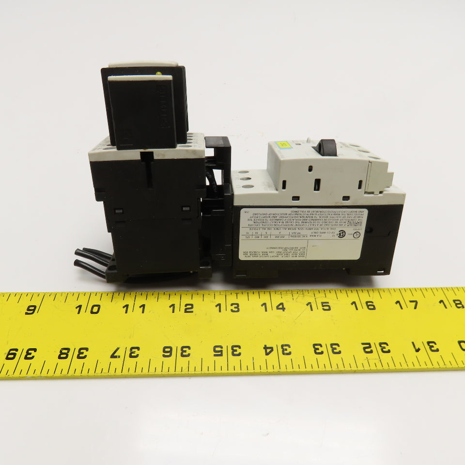 Siemens 3RV1011-1KA10 600V 10Hp 9-12A Trip Circuit Breaker W/ Aux Contacts 24VDC
